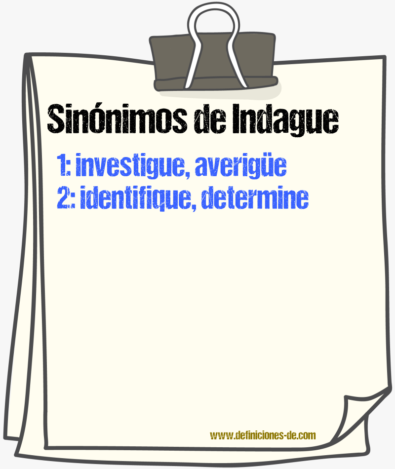 Sinónimos de indague