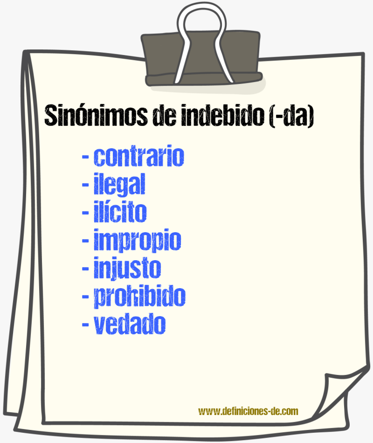 Sinnimos de indebido