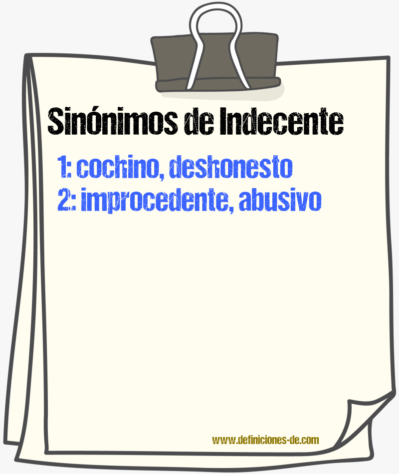 Sinnimos de indecente