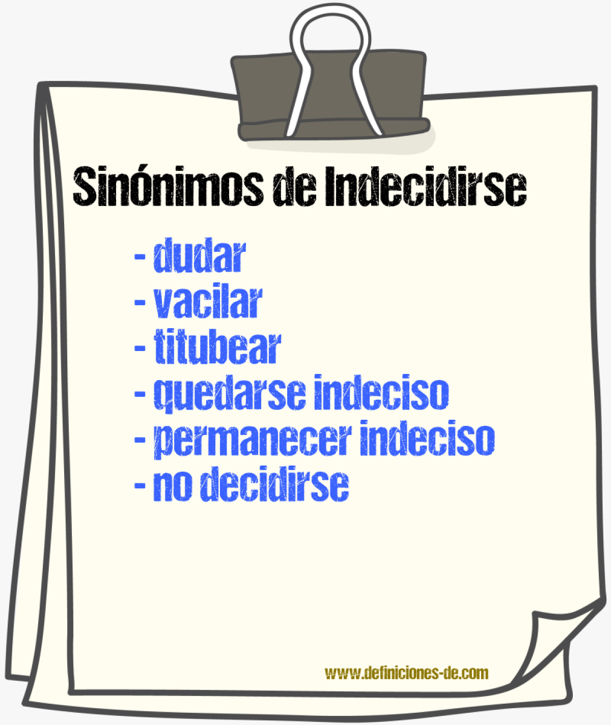 Sinónimos de indecidirse