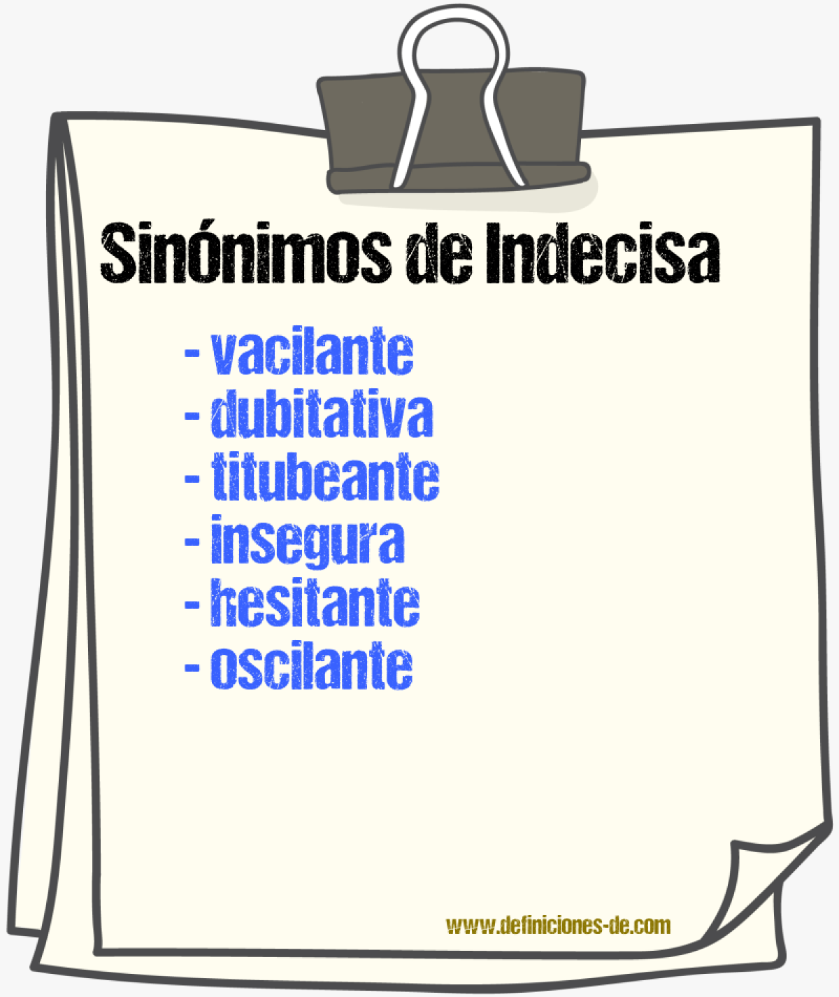Sinónimos de indecisa