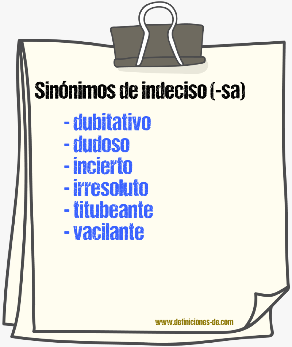 Sinnimos de indeciso