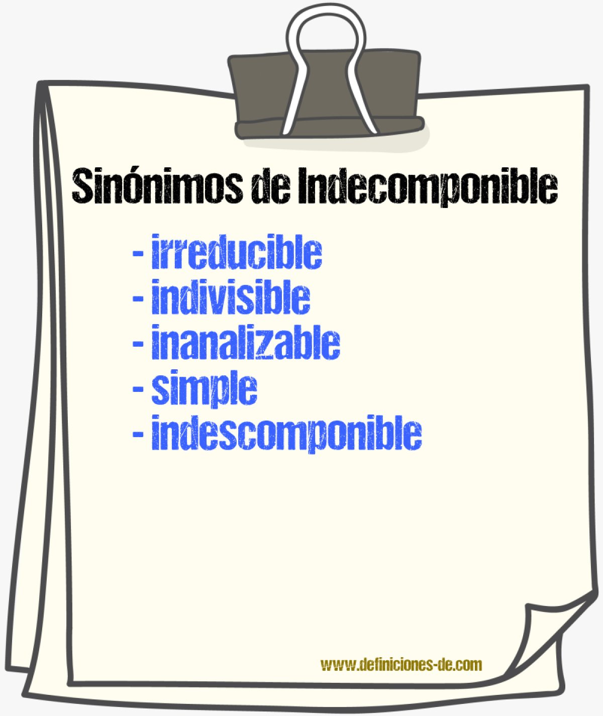 Sinónimos de indecomponible