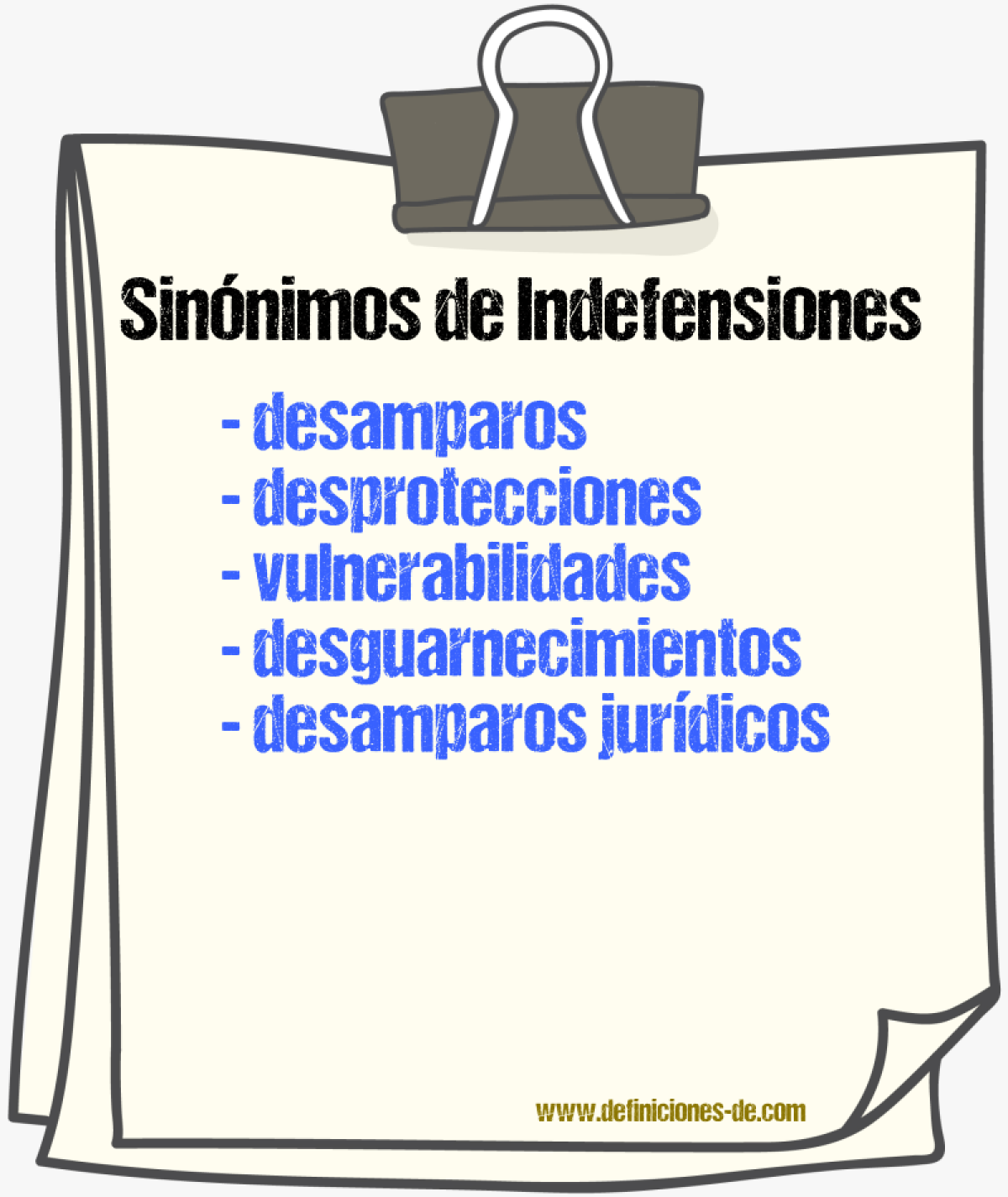 Sinónimos de indefensiones