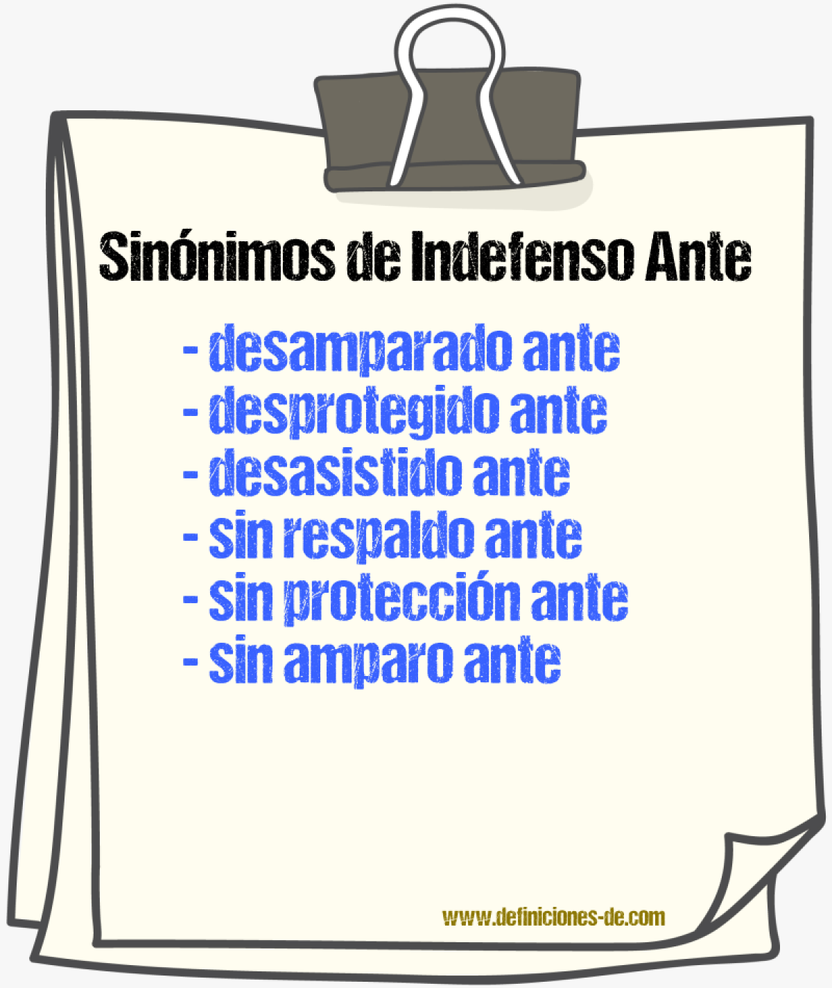Sinónimos de indefenso ante