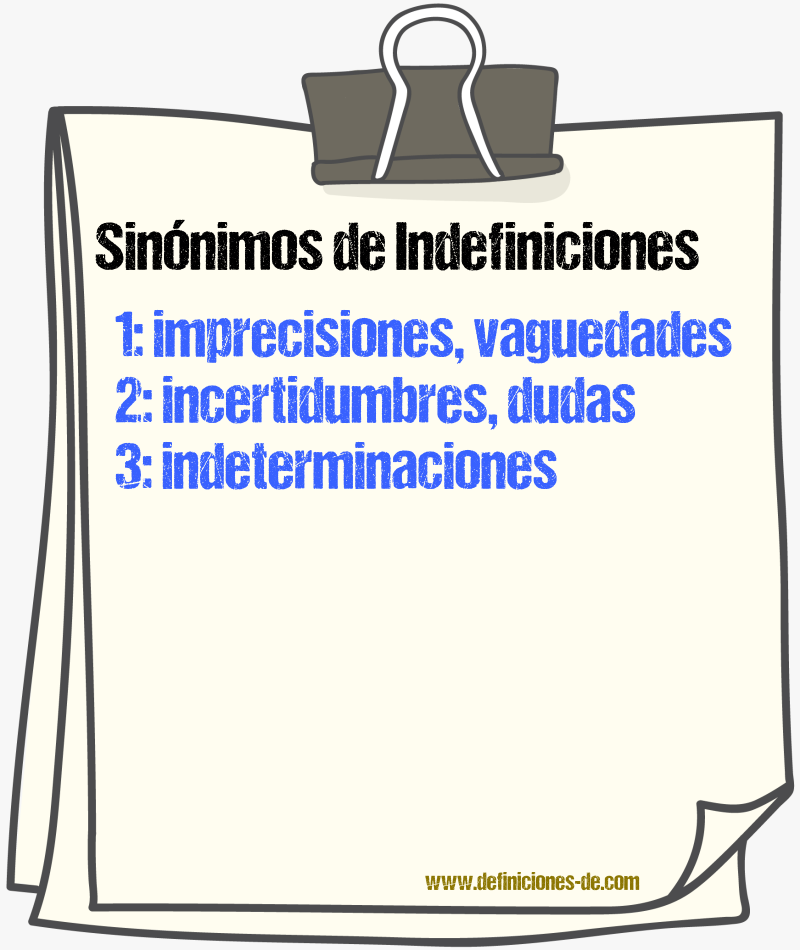 Sinónimos de indefiniciones