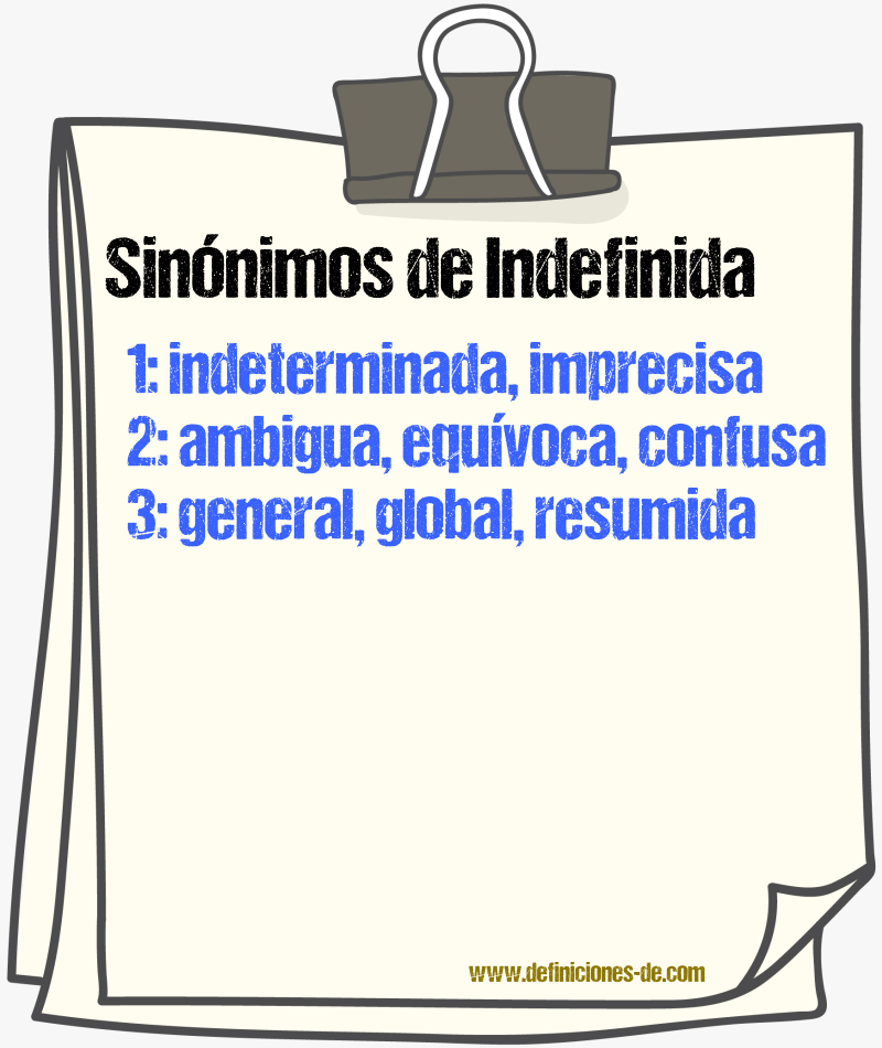 Sinónimos de indefinida
