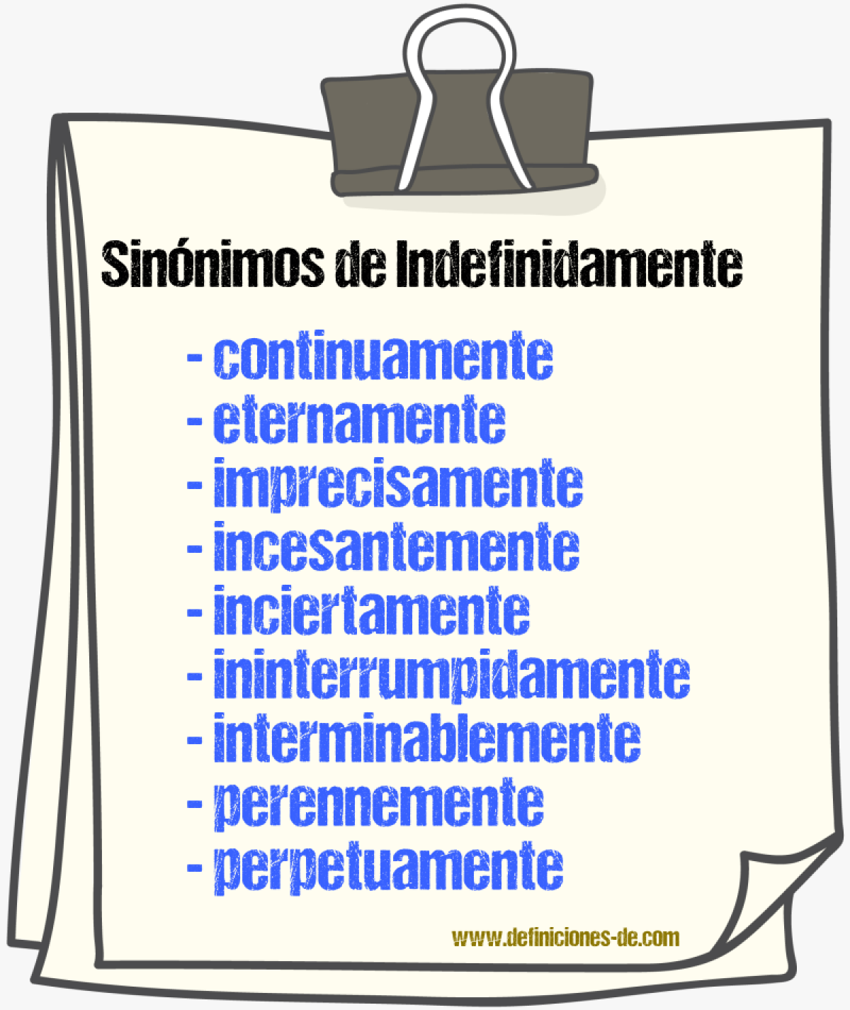 Sinnimos de indefinidamente