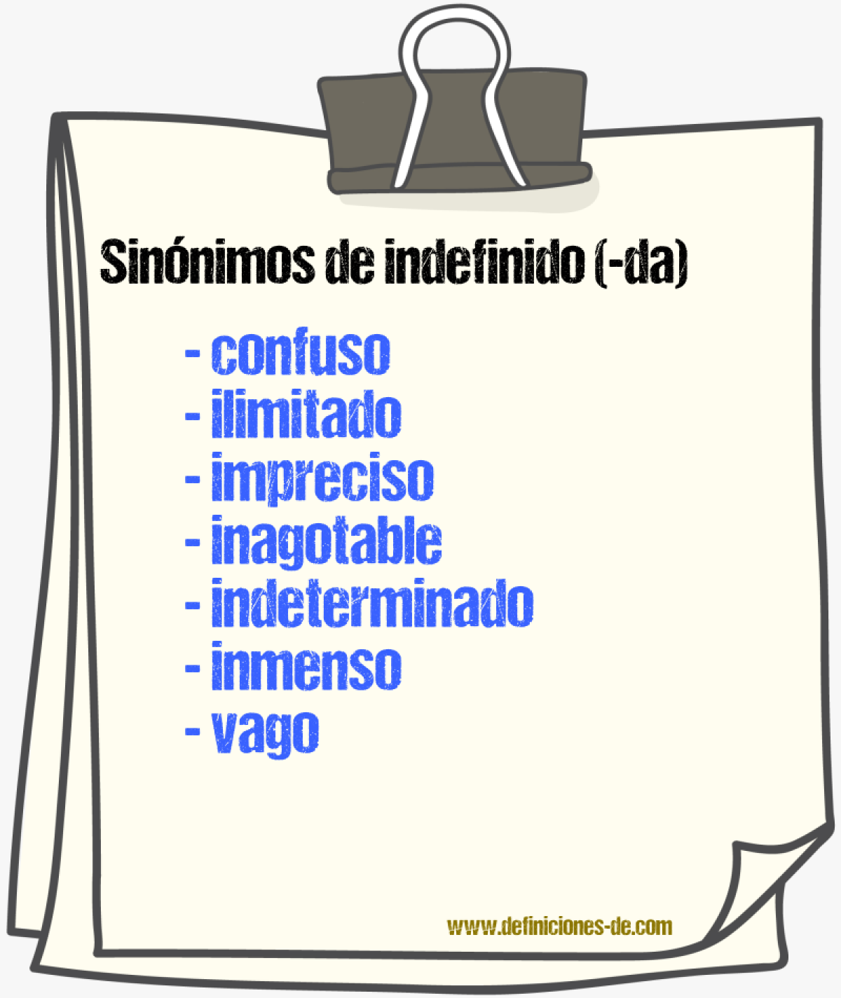 Sinnimos de indefinido