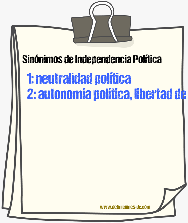 Sinónimos de independencia política