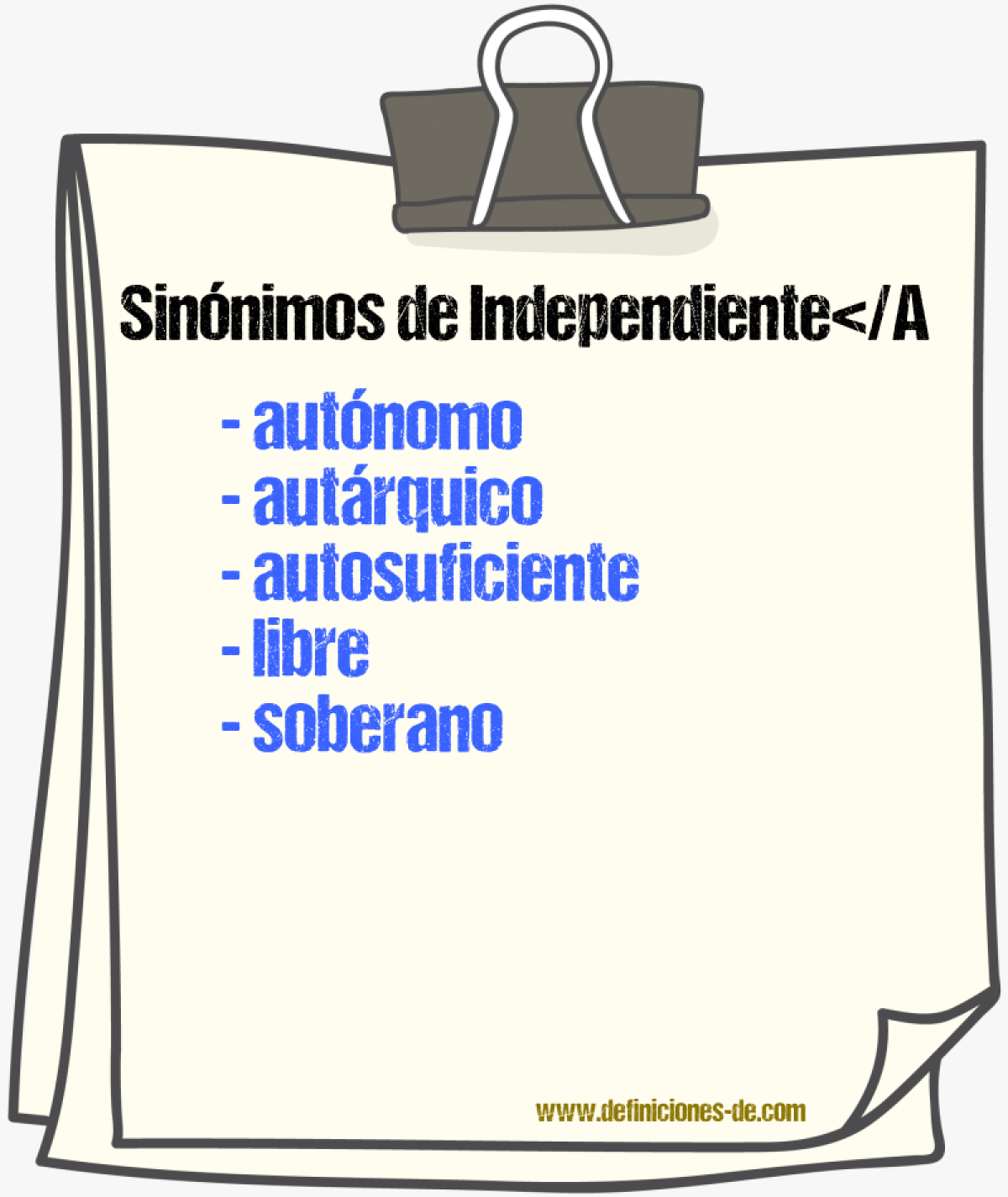 Sinónimos de independiente</a