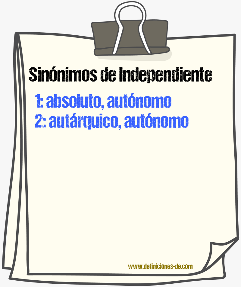 Sinnimos de independiente