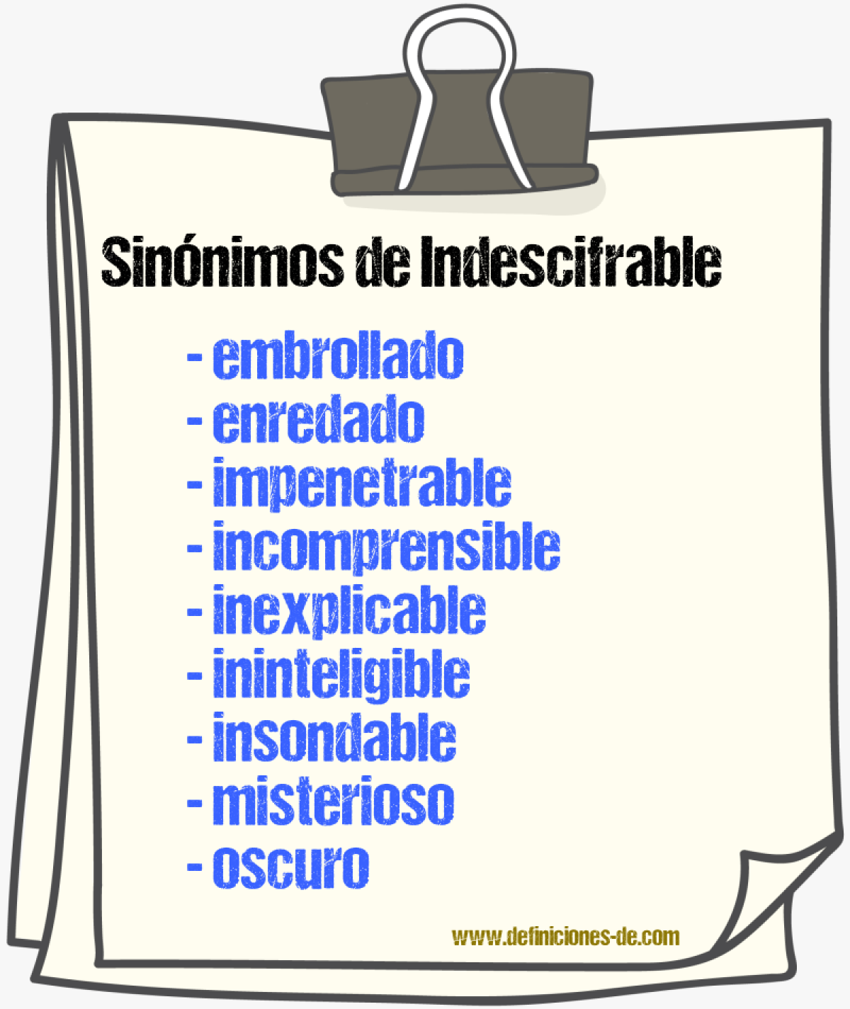 Sinónimos de indescifrable