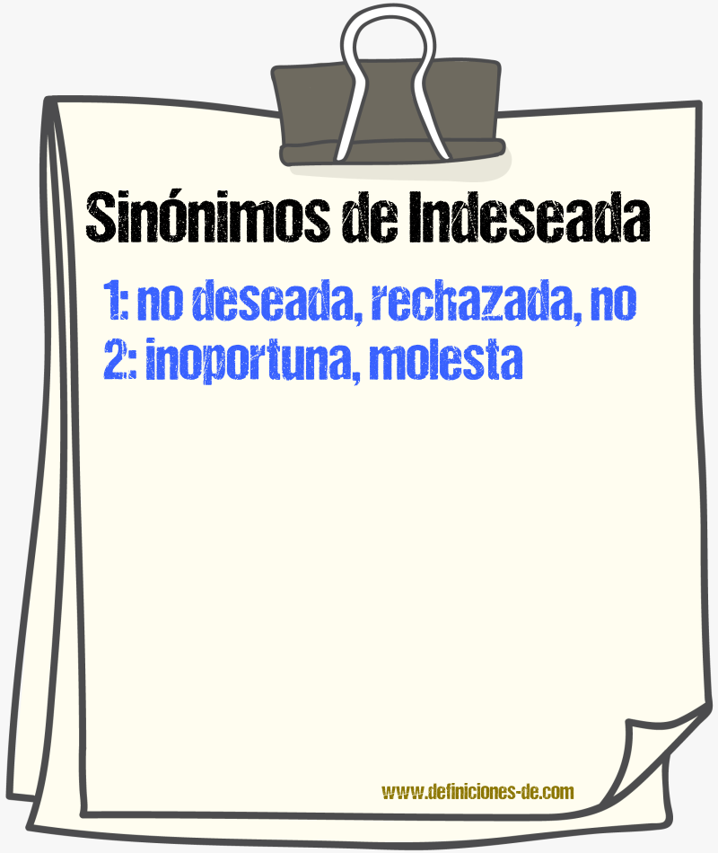 Sinónimos de indeseada