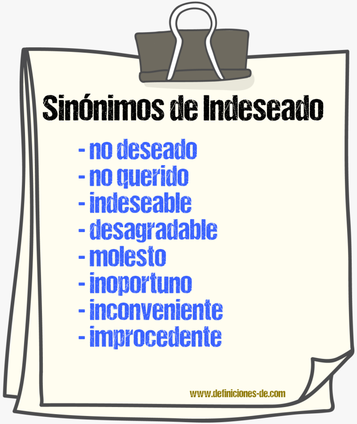 Sinónimos de indeseado