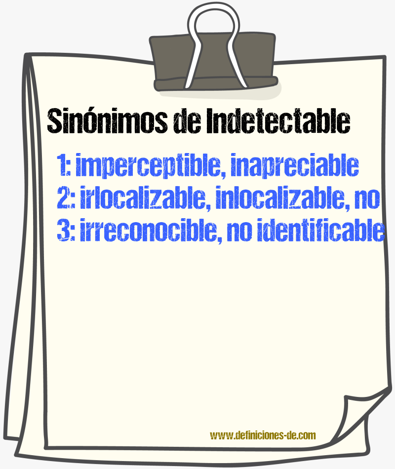 Sinónimos de indetectable