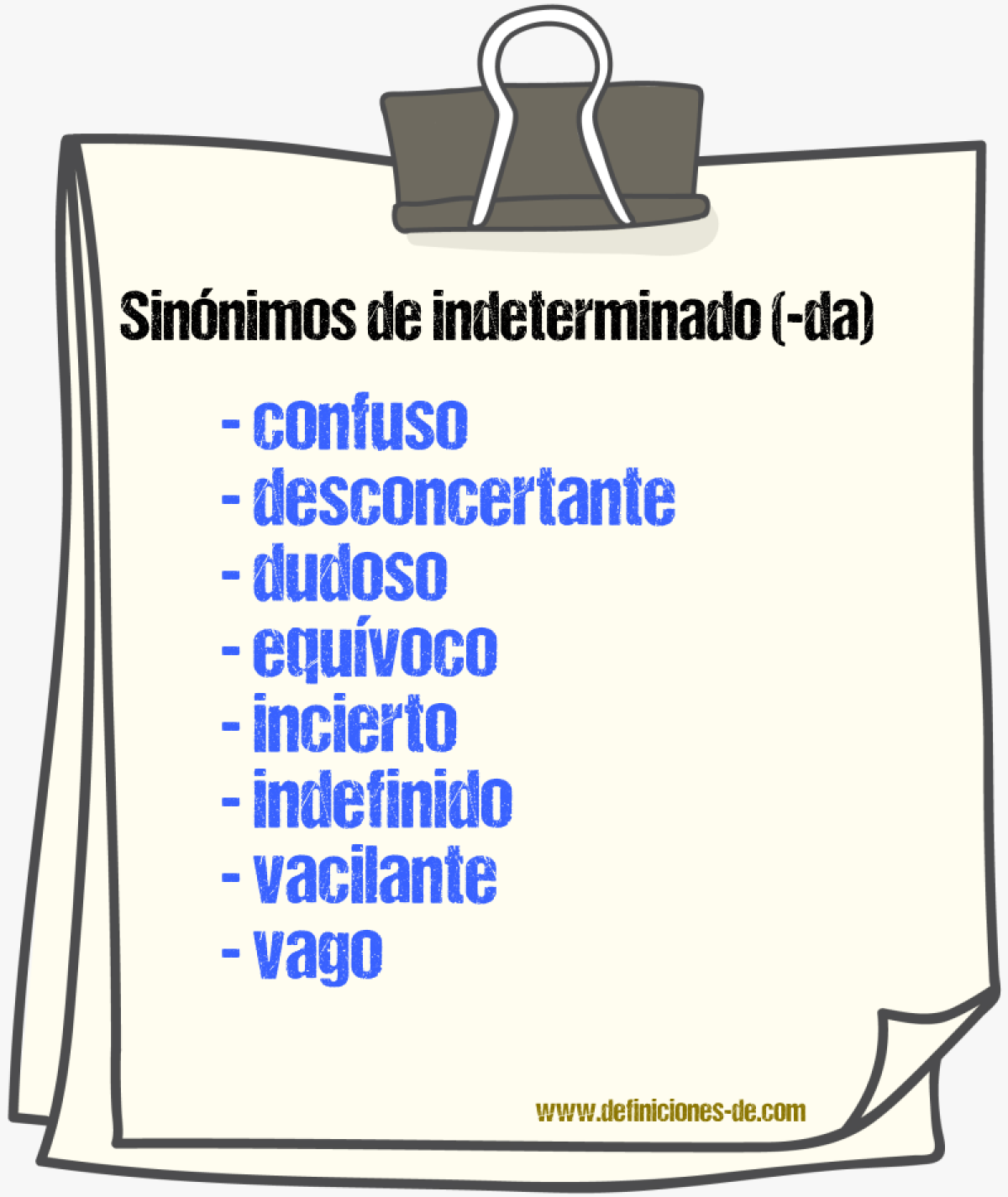 Sinnimos de indeterminado