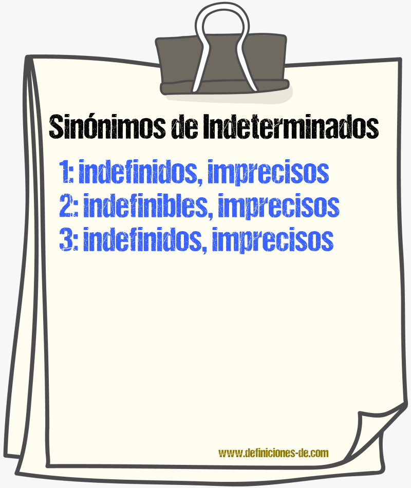 Sinónimos de indeterminados