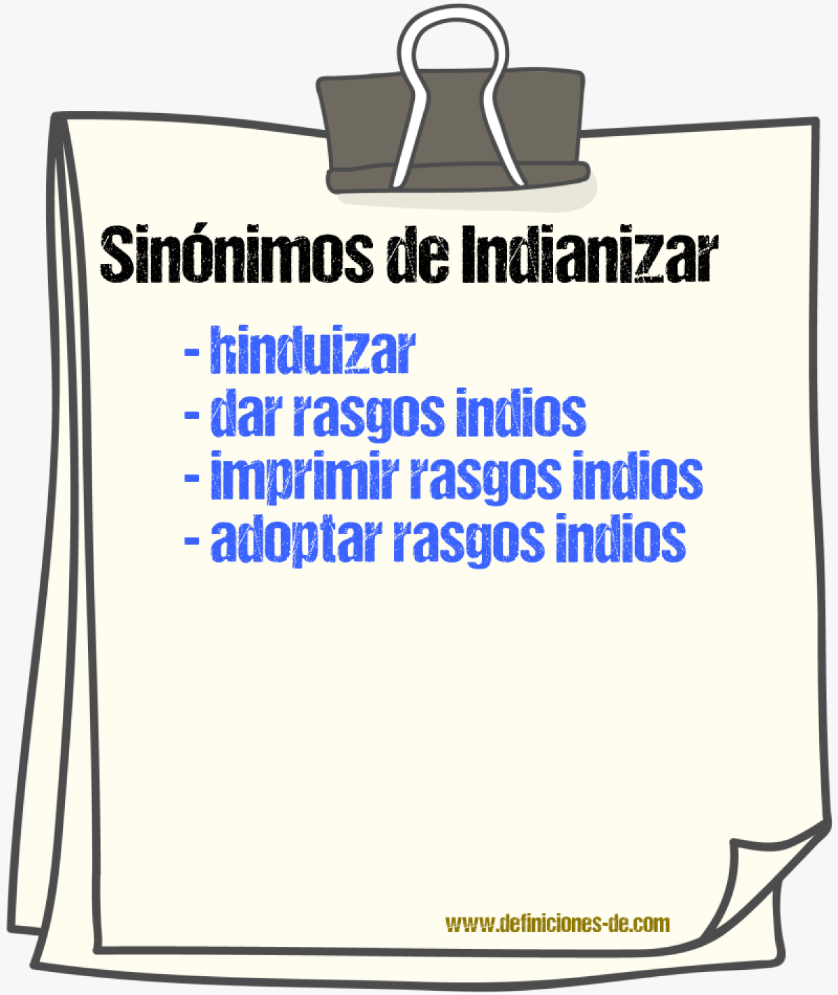 Sinónimos de indianizar