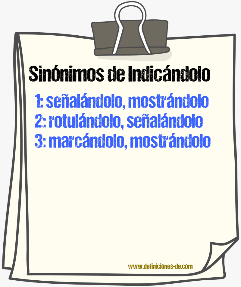 Sinónimos de indicándolo