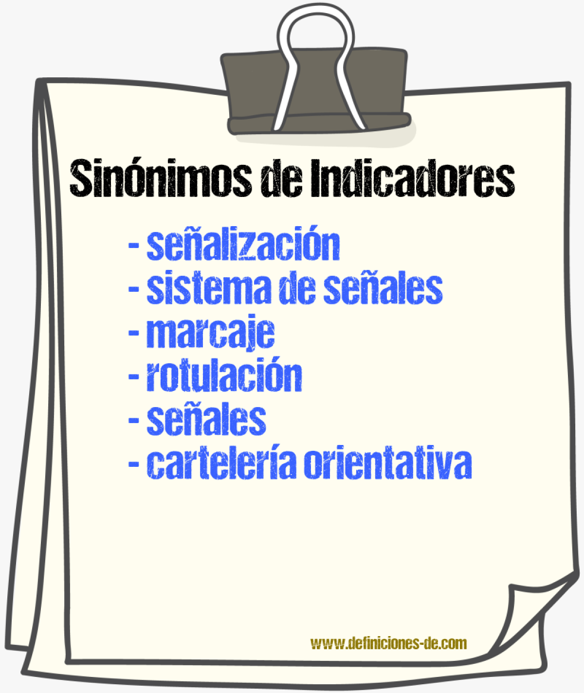 Sinónimos de indicadores