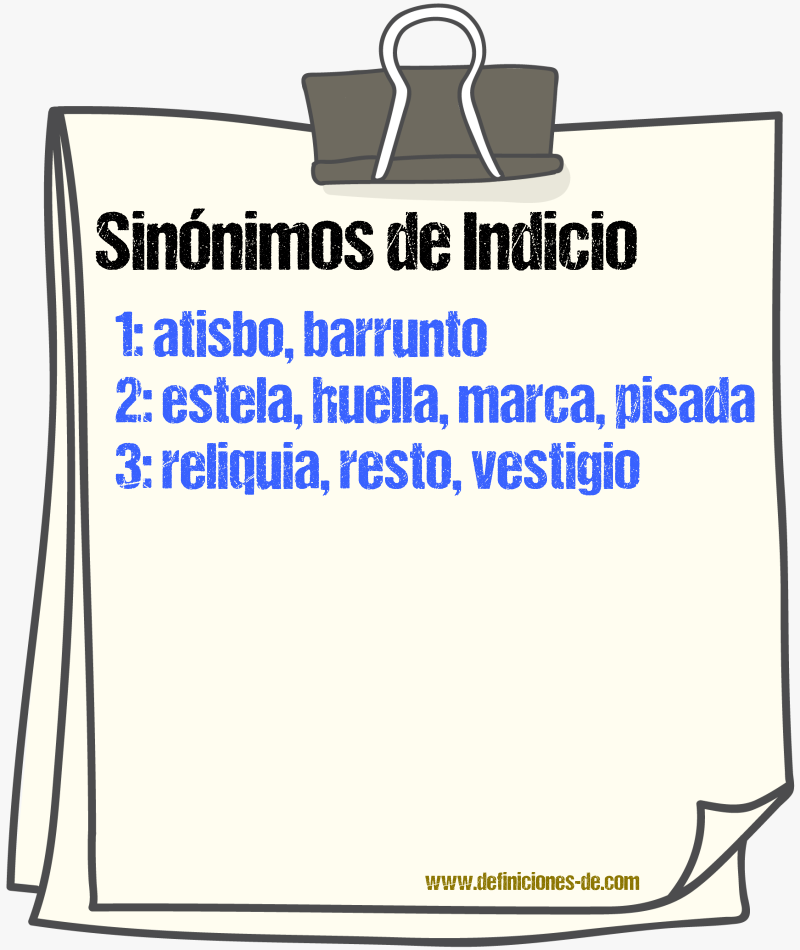 Sinnimos de indicio