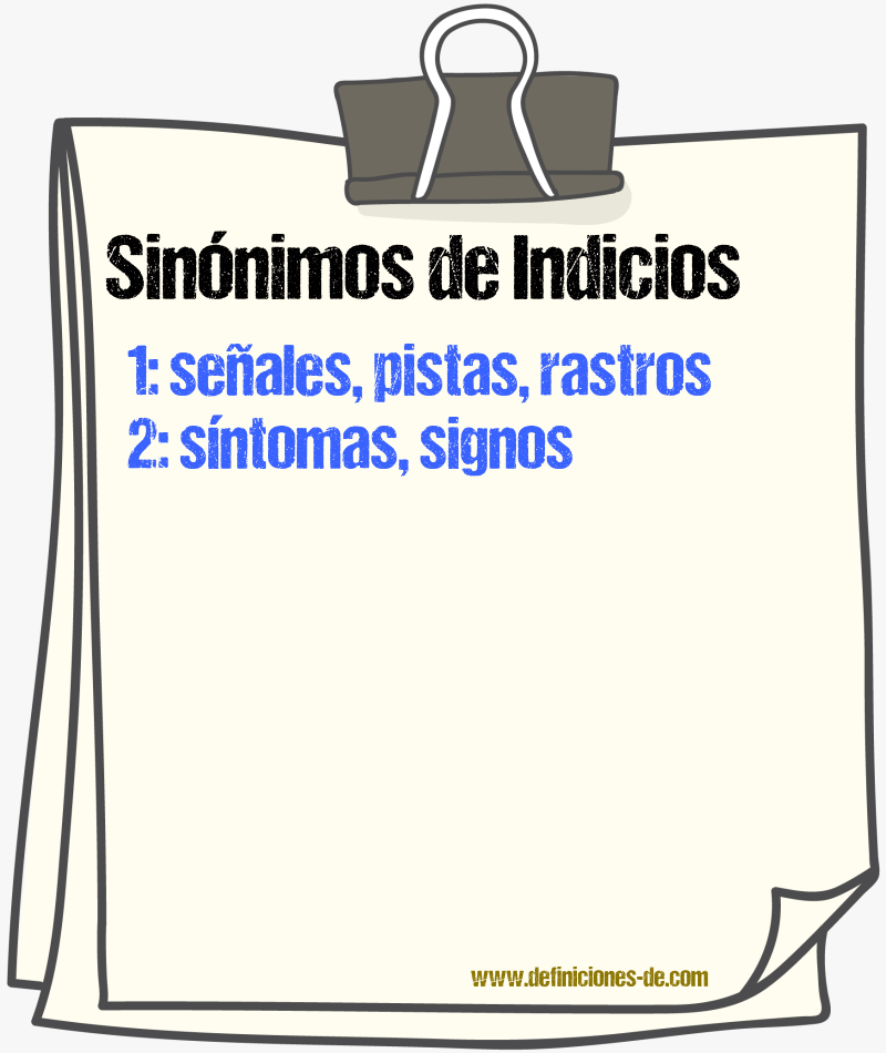 Sinónimos de indicios