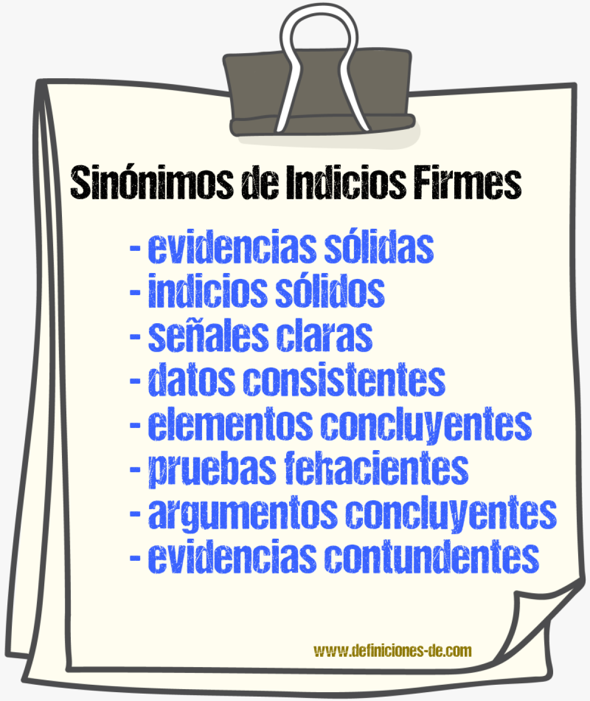 Sinónimos de indicios firmes