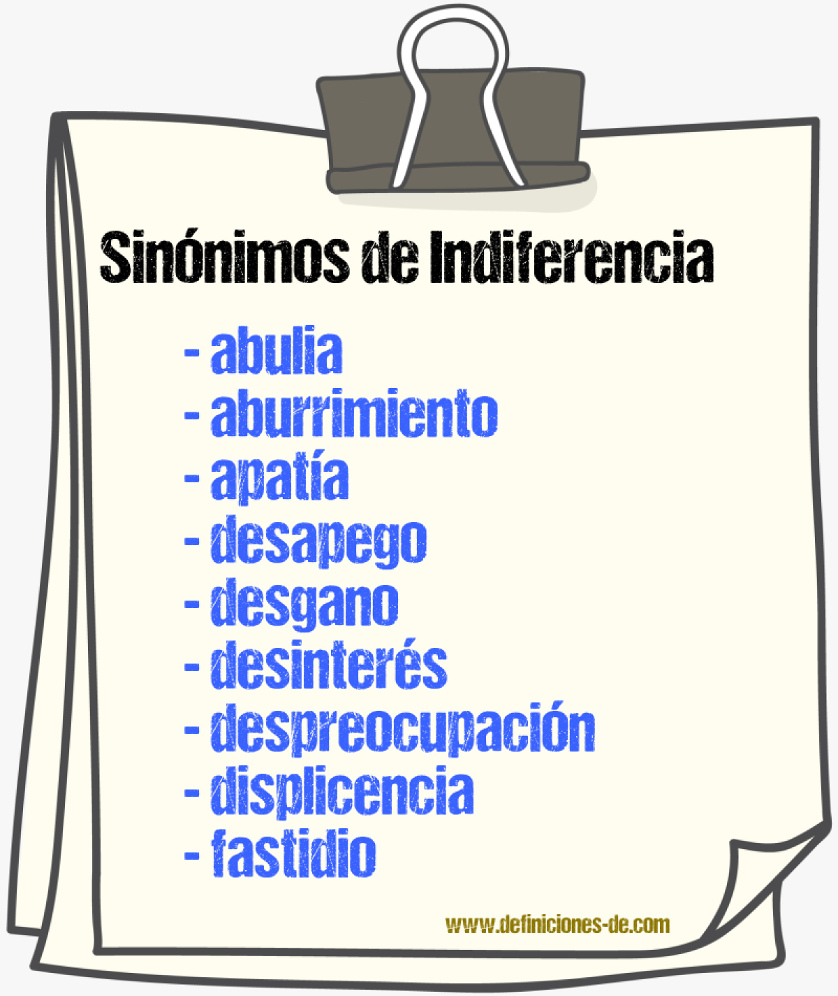 Sinnimos de indiferencia