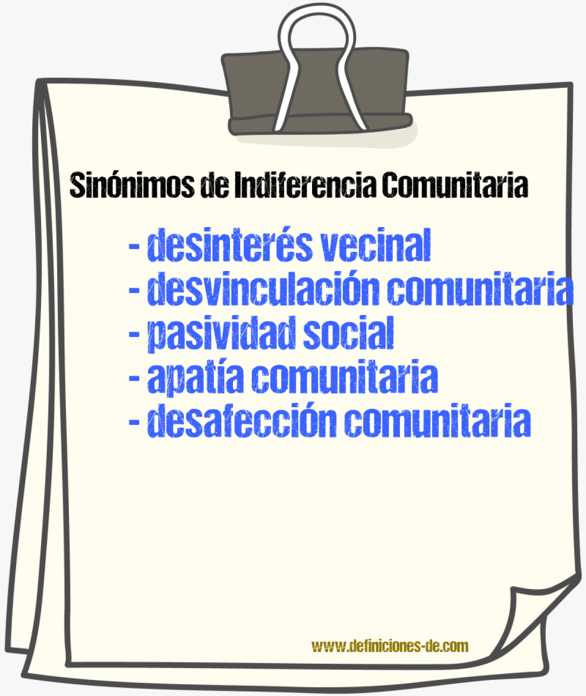 Sinónimos de indiferencia comunitaria