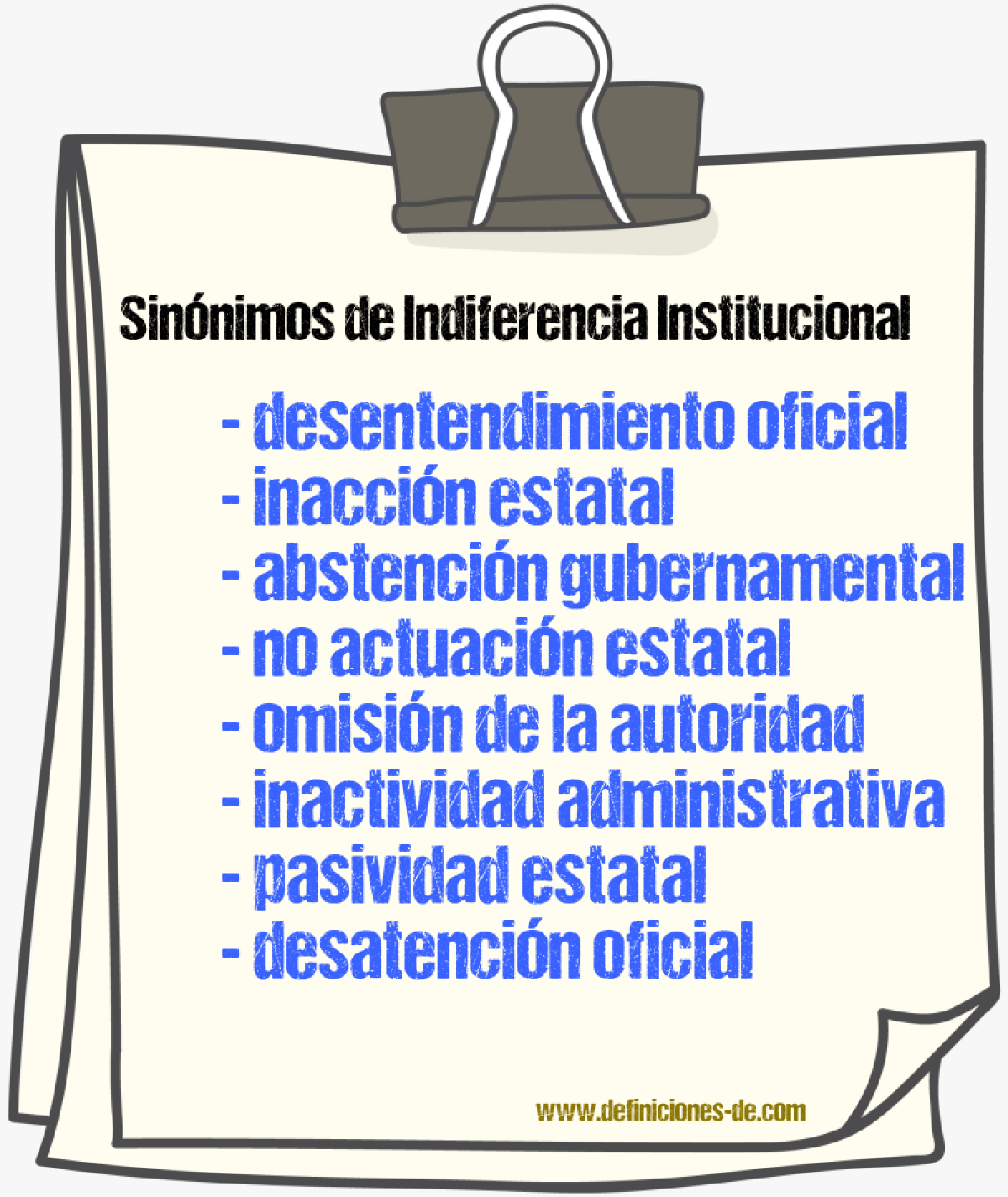 Sinónimos de indiferencia institucional