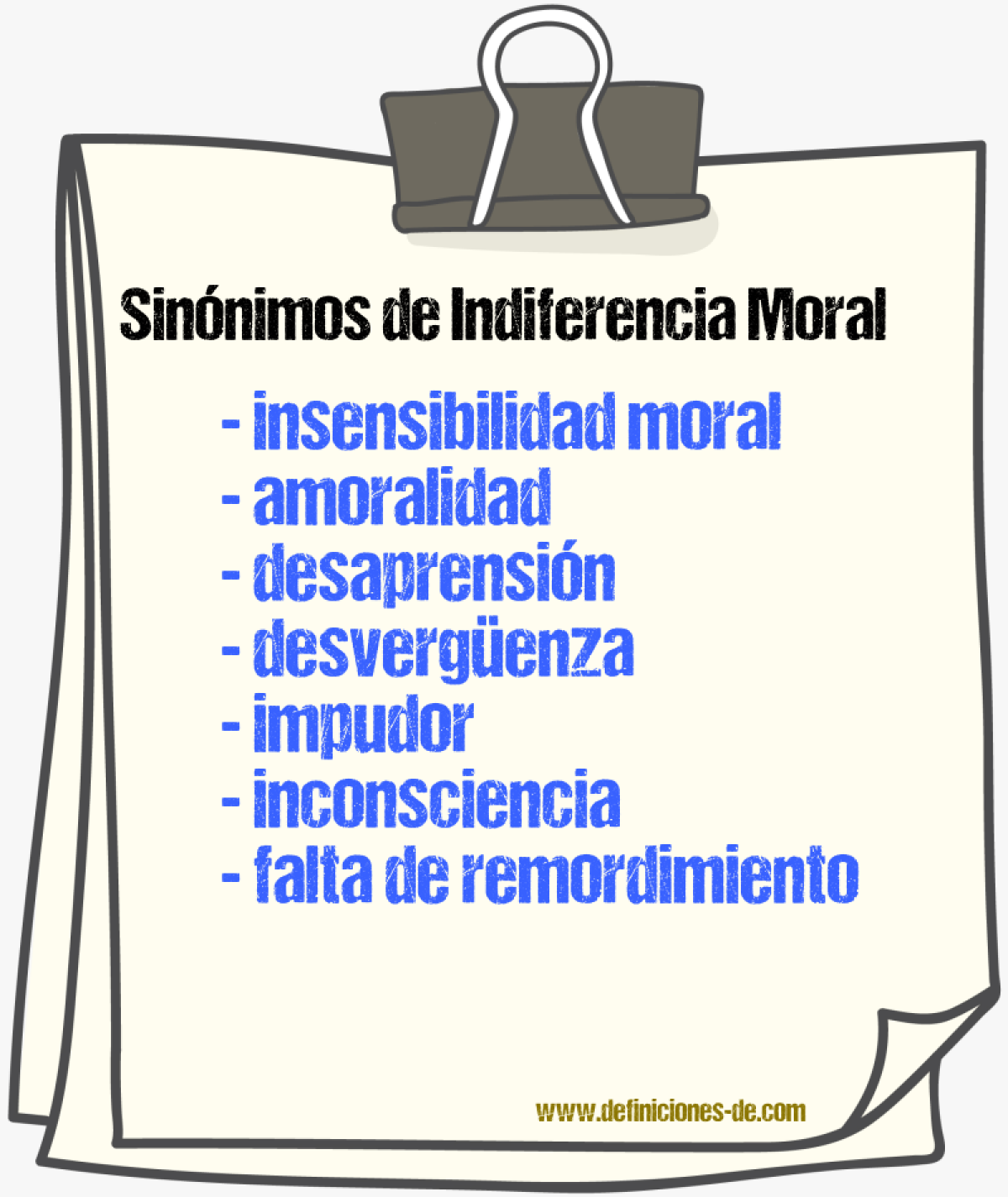 Sinónimos de indiferencia moral