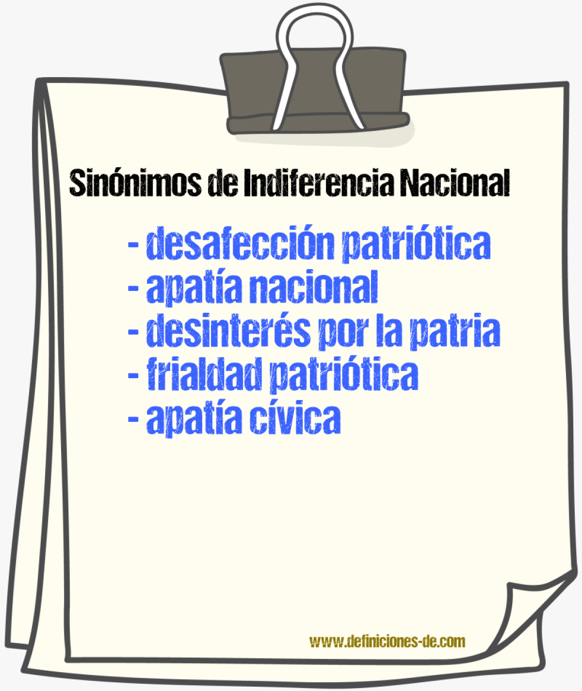 Sinónimos de indiferencia nacional