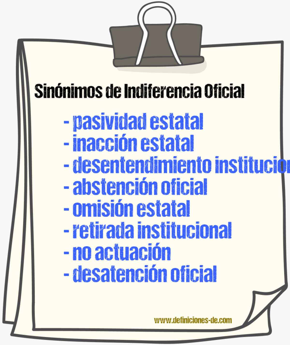 Sinónimos de indiferencia oficial