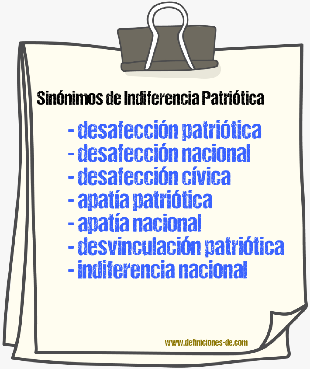 Sinónimos de indiferencia patriótica