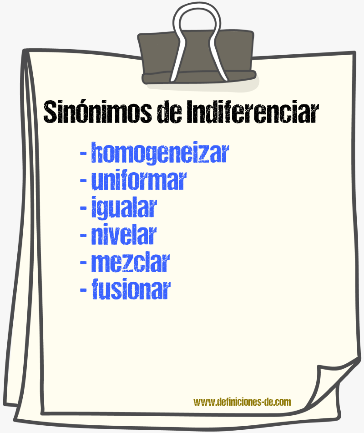 Sinónimos de indiferenciar