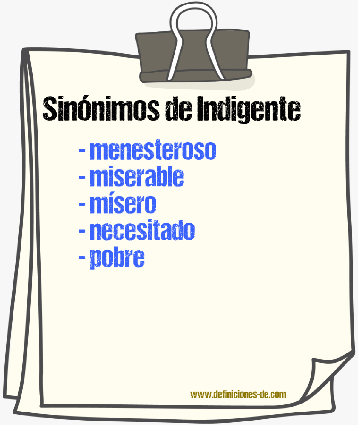 Sinnimos de indigente