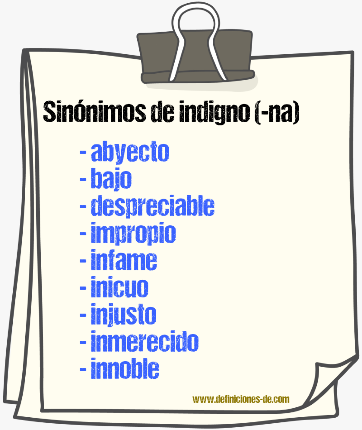 Sinnimos de indigno