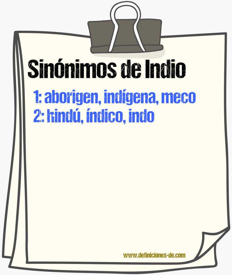 Sinnimos de indio