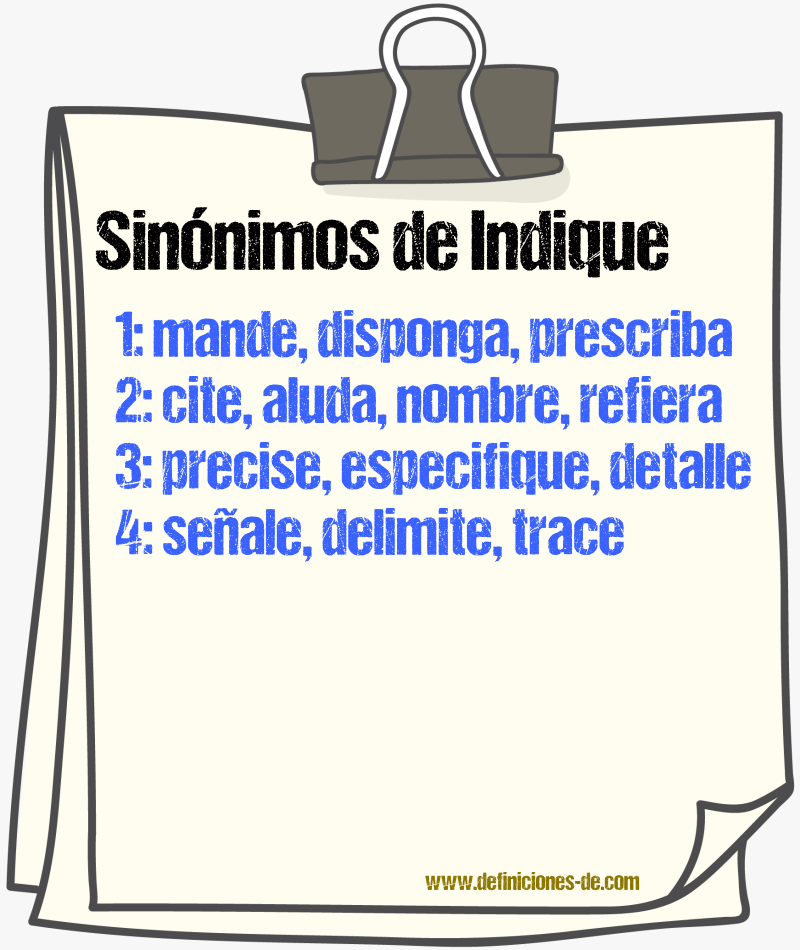 Sinónimos de indique