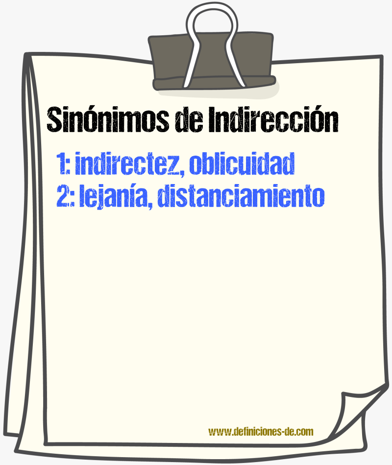 Sinónimos de indirección