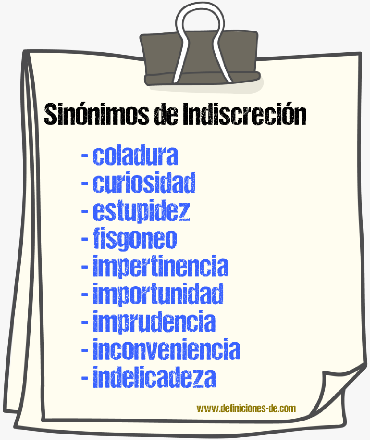 Sinnimos de indiscrecin