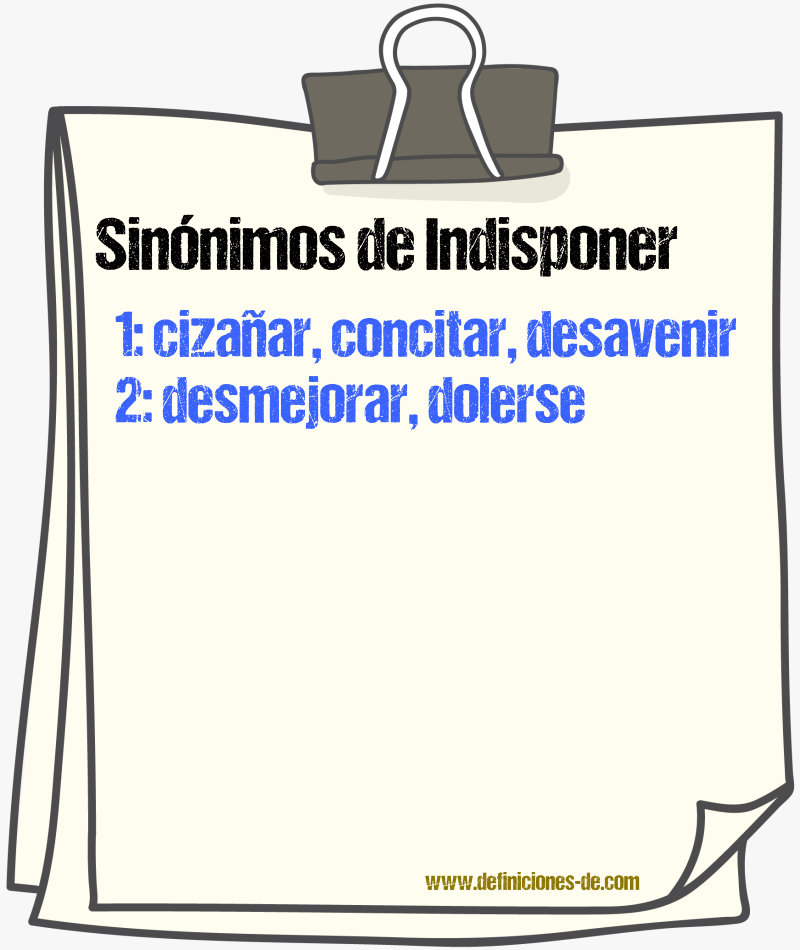 Sinnimos de indisponer