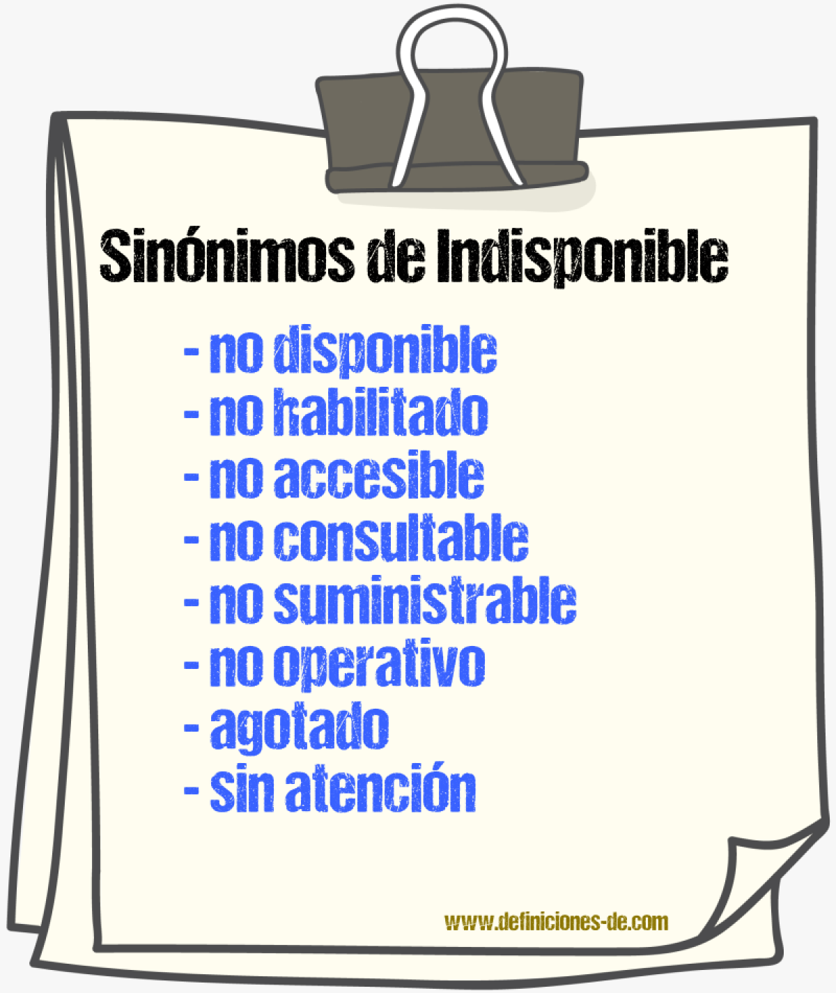 Sinónimos de indisponible