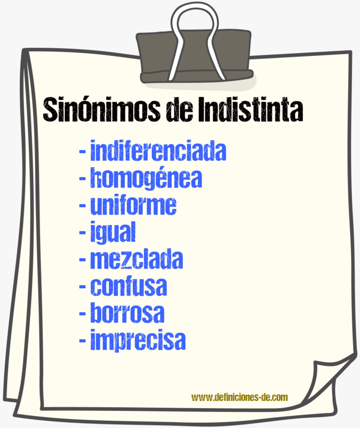 Sinónimos de indistinta