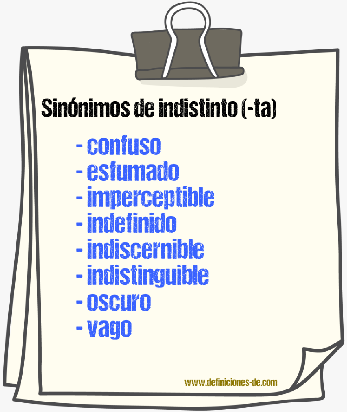 Sinnimos de indistinto