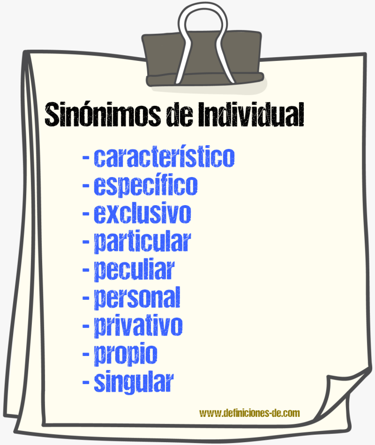 Sinónimos de individual