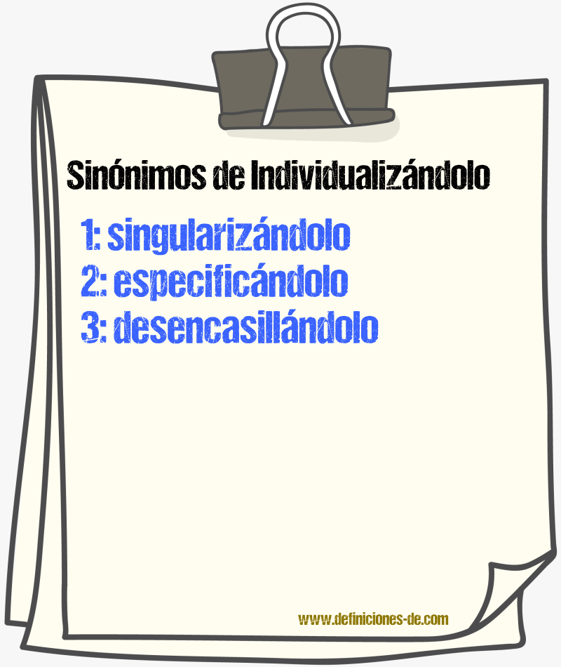 Sinónimos de individualizándolo