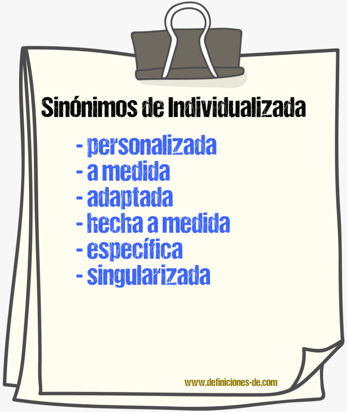 Sinónimos de individualizada