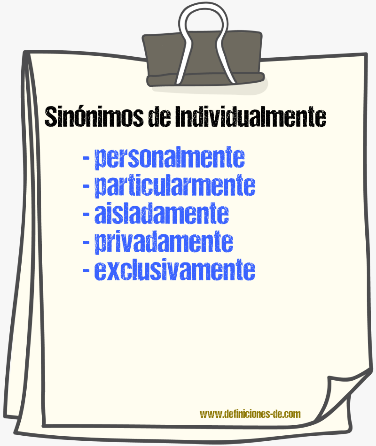 Sinnimos de individualmente